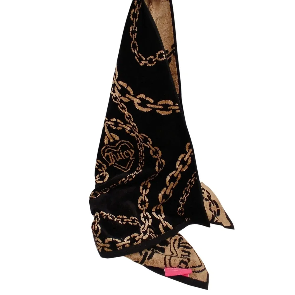 RARE NEW Juicy Couture Bath Beach Towel‎ Luxe Equestrian Gold Chains Discontinue